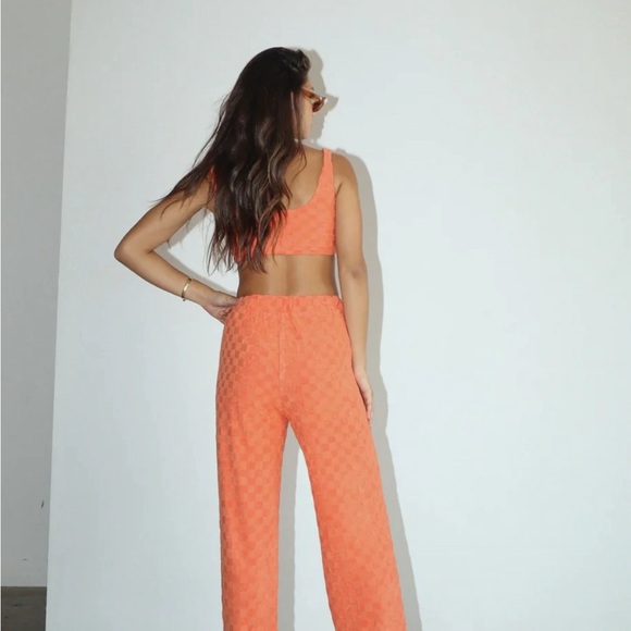 NWT Salty Babe orange checkered terry cloth two piece set - Picture 8 of 8